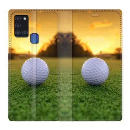 Housse cuir portefeuille pour Samsung Galaxy A21S Golf Balle