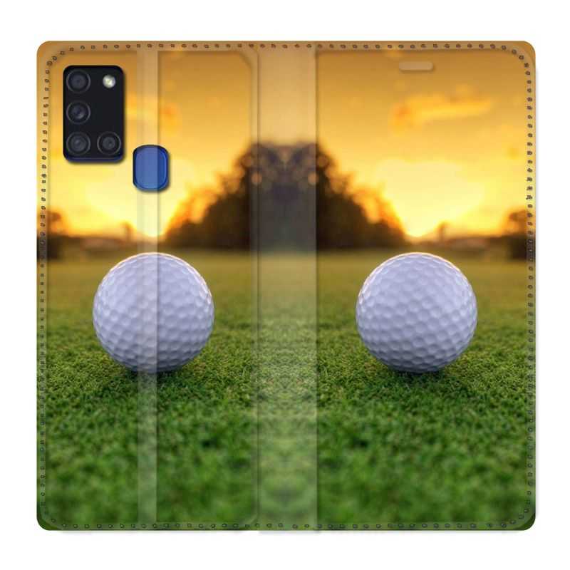 Housse cuir portefeuille pour Samsung Galaxy A21S Golf Balle