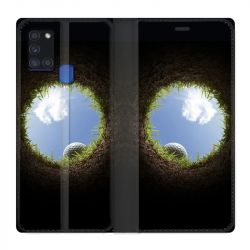 Housse cuir portefeuille pour Samsung Galaxy A21S Golf Trou