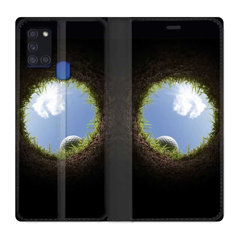 Housse cuir portefeuille pour Samsung Galaxy A21S Golf Trou