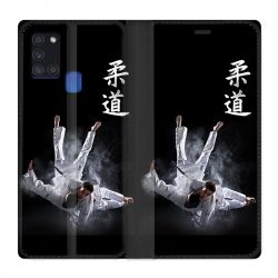 Housse cuir portefeuille pour Samsung Galaxy A21S Judo Noir