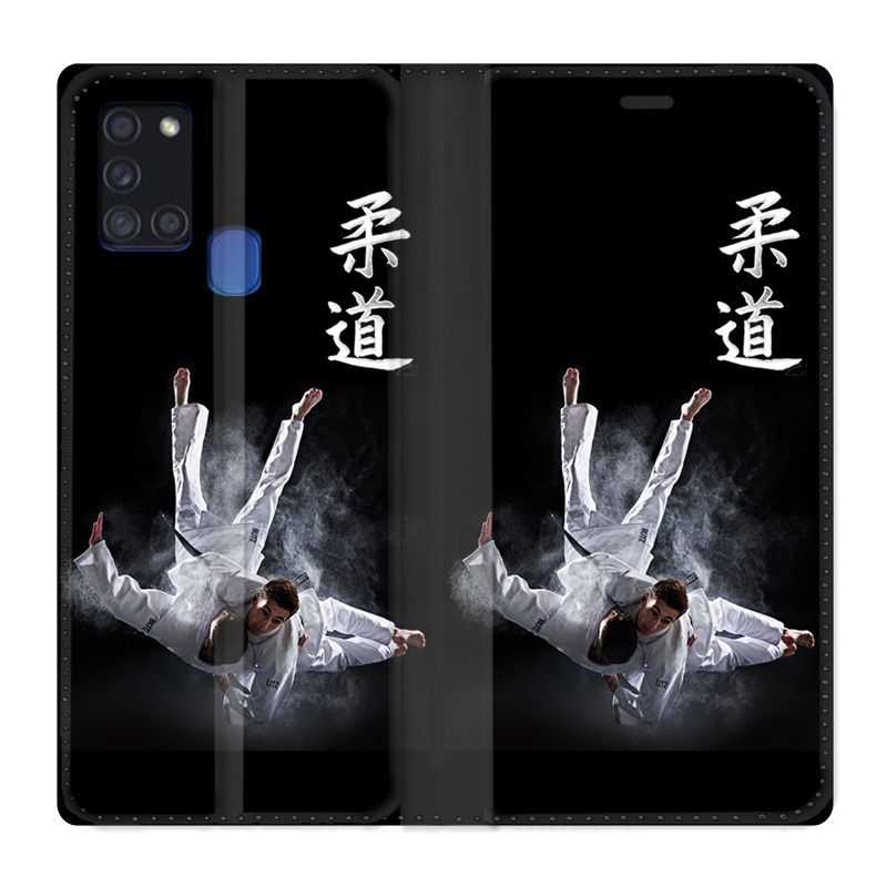 Housse cuir portefeuille pour Samsung Galaxy A21S Judo Noir
