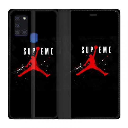 Housse cuir portefeuille pour Samsung Galaxy A21S Jordan Supreme Noir