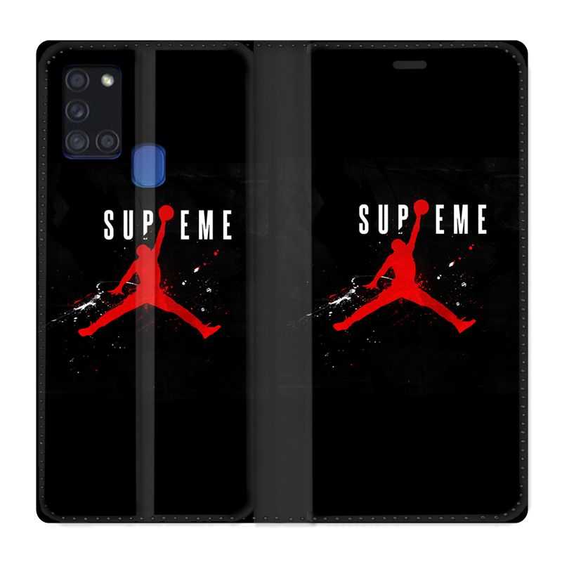 Housse cuir portefeuille pour Samsung Galaxy A21S Jordan Supreme Noir