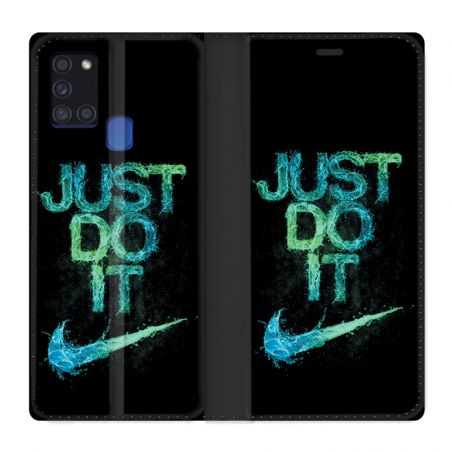 Housse cuir portefeuille pour Samsung Galaxy A21S Nike Just Do It