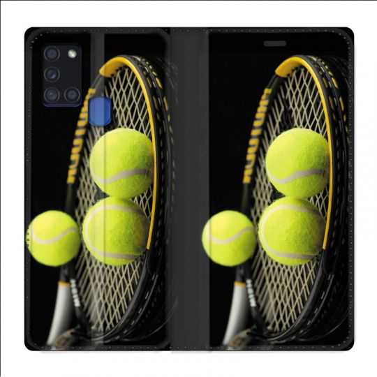 Housse cuir portefeuille pour Samsung Galaxy A21S Tennis Balls