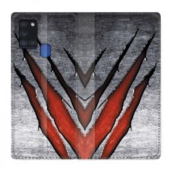 Housse cuir portefeuille pour Samsung Galaxy A21S Texture Beton