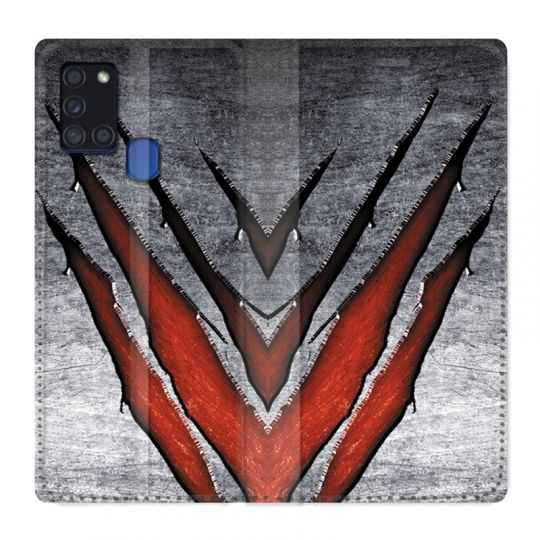 Housse cuir portefeuille pour Samsung Galaxy A21S Texture Beton