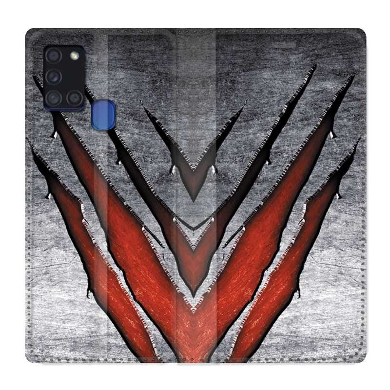 Housse cuir portefeuille pour Samsung Galaxy A21S Texture Beton