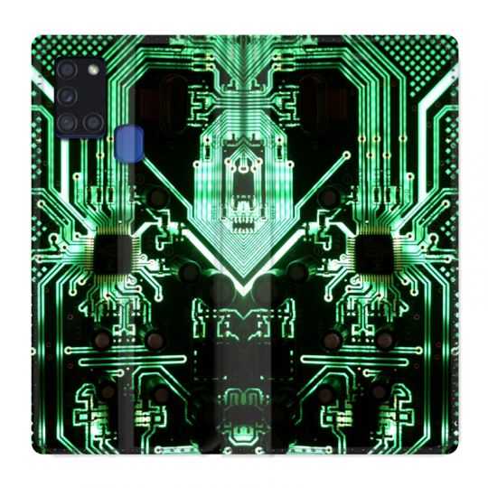 Housse cuir portefeuille pour Samsung Galaxy A21S Trompe Oeil Composant