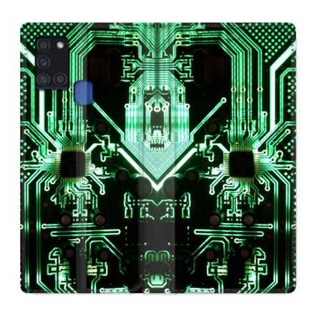 Housse cuir portefeuille pour Samsung Galaxy A21S Trompe Oeil Composant