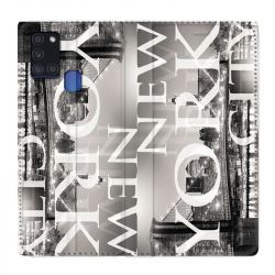 Housse cuir portefeuille pour Samsung Galaxy A21S Amerique USA New York