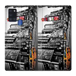 Housse cuir portefeuille pour Samsung Galaxy A21S Amerique USA New York Taxi