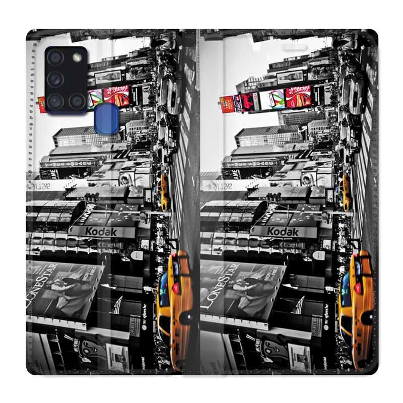 Housse cuir portefeuille pour Samsung Galaxy A21S Amerique USA New York Taxi