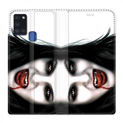 Housse cuir portefeuille pour Samsung Galaxy A21S Vampire Blanc