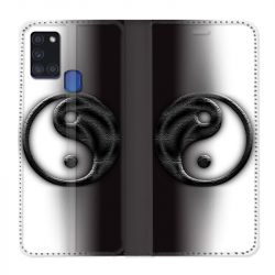 Housse cuir portefeuille pour Samsung Galaxy A21S Yin Yang 3d