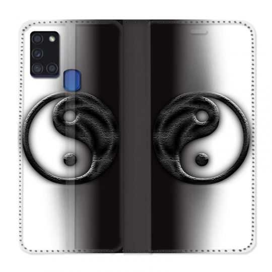Housse cuir portefeuille pour Samsung Galaxy A21S Yin Yang 3d
