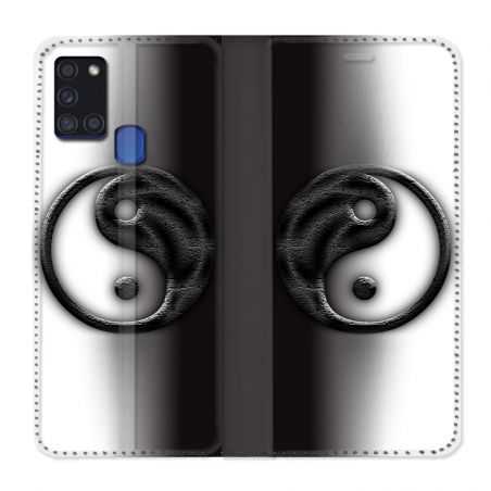 Housse cuir portefeuille pour Samsung Galaxy A21S Yin Yang 3d