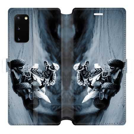Housse cuir portefeuille pour Samsung Galaxy S20 Moto Quad