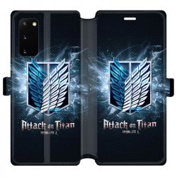 Housse cuir portefeuille pour Samsung Galaxy S20 Manga Attaque titans noir