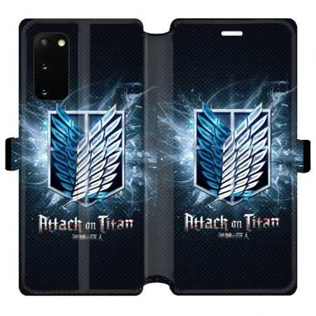 Housse cuir portefeuille pour Samsung Galaxy S20 Manga Attaque titans noir