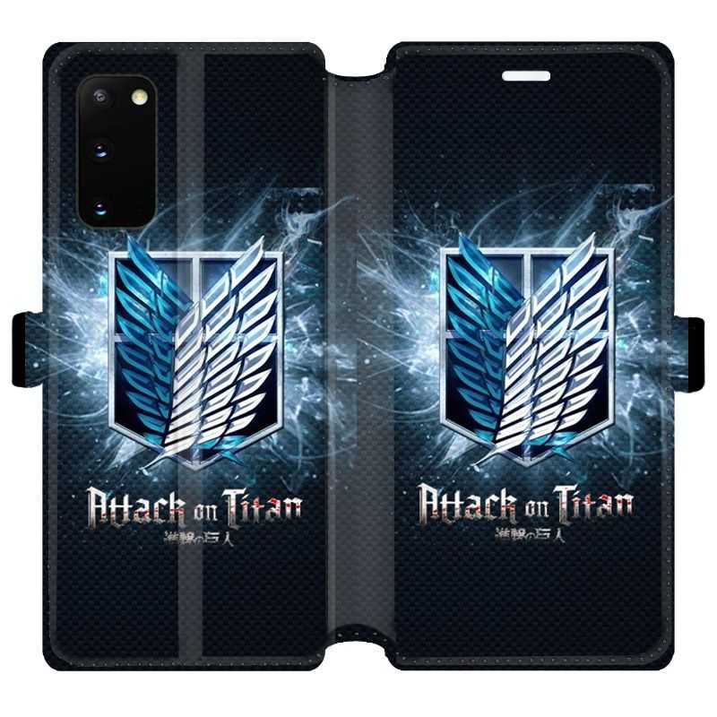 Housse cuir portefeuille pour Samsung Galaxy S20 Manga Attaque titans noir