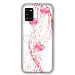 Coque pour Samsung Galaxy A31 Coeur Rose Montant sur Blanc