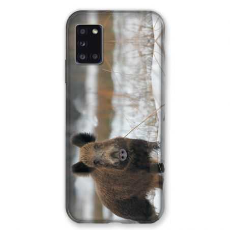 Coque pour Samsung Galaxy A31 Chasse Sanglier Neige