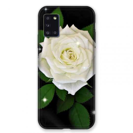 Coque pour Samsung Galaxy A31 Fleur Rose Blanche