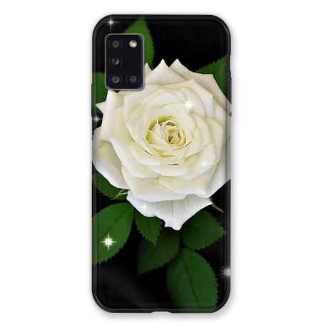 Coque pour Samsung Galaxy A31 Fleur Rose Blanche