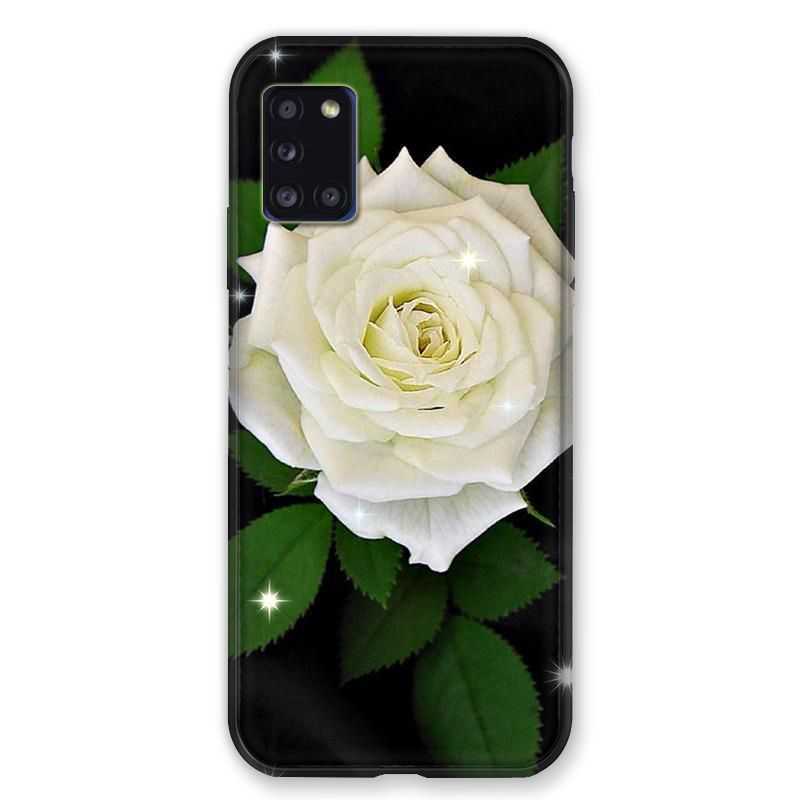 Coque pour Samsung Galaxy A31 Fleur Rose Blanche
