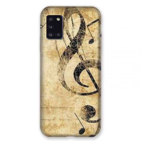 Coque pour Samsung Galaxy A31 Musique Clé Sol Vintage