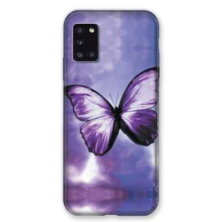 Coque pour Samsung Galaxy A31 Papillon Violet et Blanc