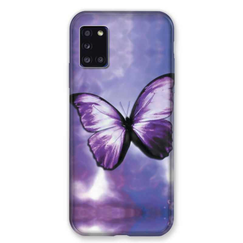 Coque pour Samsung Galaxy A31 Papillon Violet et Blanc