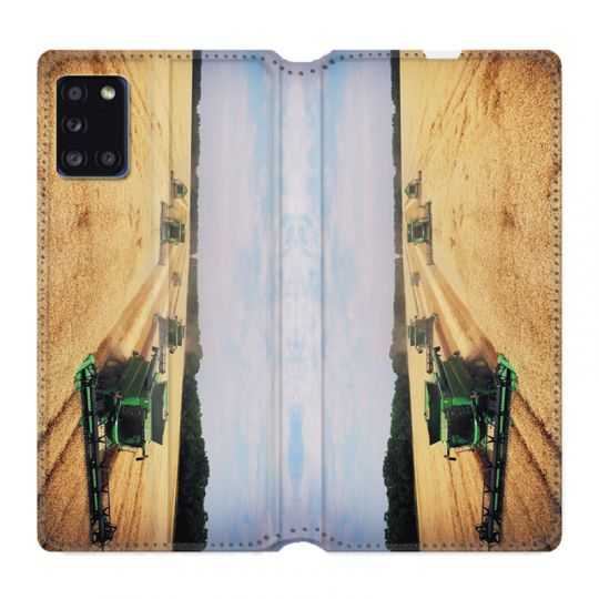 Housse cuir portefeuille pour Samsung Galaxy A31 Agriculture Moissonneuse