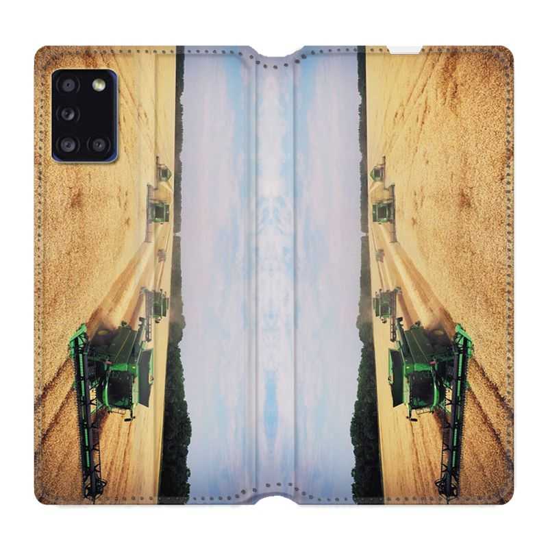 Housse cuir portefeuille pour Samsung Galaxy A31 Agriculture Moissonneuse
