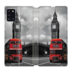 Housse cuir portefeuille pour Samsung Galaxy A31 Angleterre London Bus