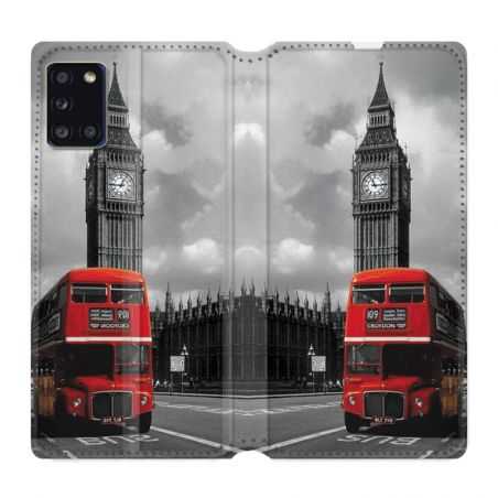 Housse cuir portefeuille pour Samsung Galaxy A31 Angleterre London Bus