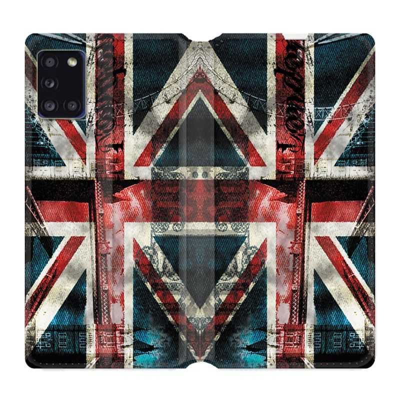 Housse cuir portefeuille pour Samsung Galaxy A31 Angleterre UK Jean's