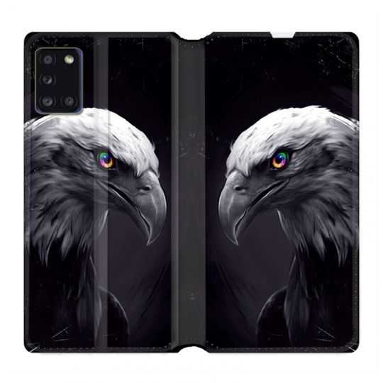 Housse cuir portefeuille pour Samsung Galaxy A31 Aigle Royal Noir