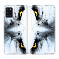 Housse cuir portefeuille pour Samsung Galaxy A31 Aigle Royal Blanc
