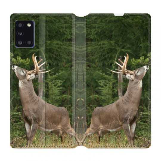 Housse cuir portefeuille pour Samsung Galaxy A31 Cerf