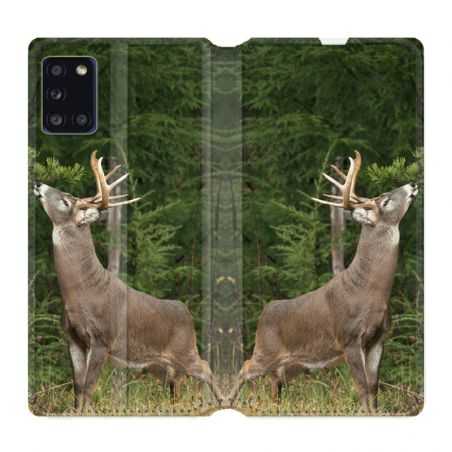 Housse cuir portefeuille pour Samsung Galaxy A31 Cerf