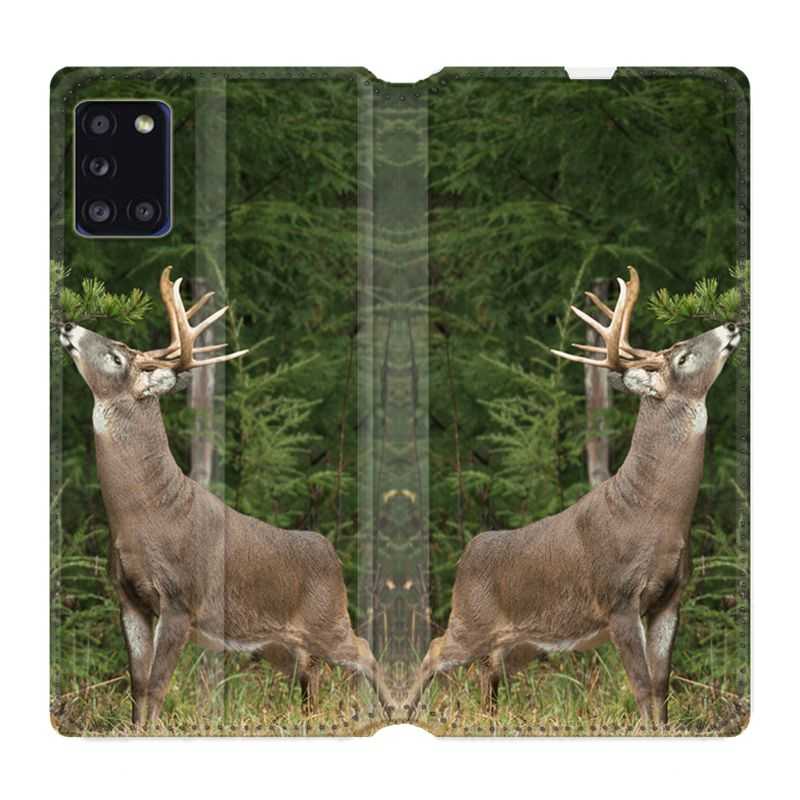 Housse cuir portefeuille pour Samsung Galaxy A31 Cerf