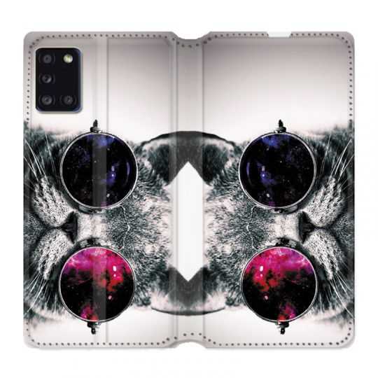 Housse cuir portefeuille pour Samsung Galaxy A31 Chat Fashion