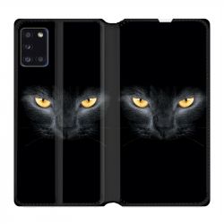Housse cuir portefeuille pour Samsung Galaxy A31 Chat Noir