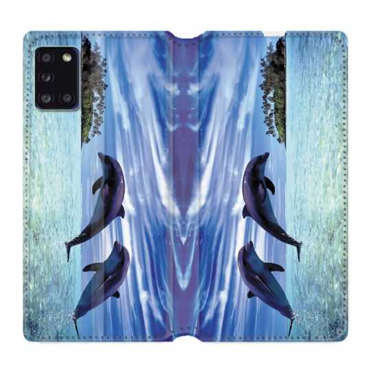 Housse cuir portefeuille pour Samsung Galaxy A31 Dauphin Ile