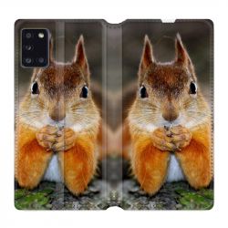 Housse cuir portefeuille pour Samsung Galaxy A31 Ecureuil Face