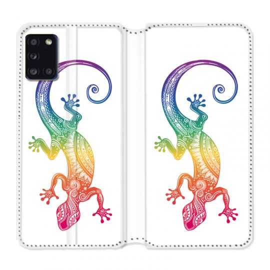 Housse cuir portefeuille pour Samsung Galaxy A31 Animaux Maori Salamandre Color