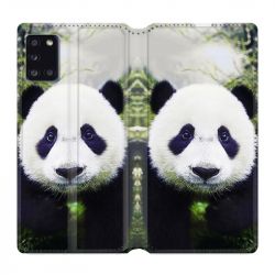 Housse cuir portefeuille pour Samsung Galaxy A31 Panda Color
